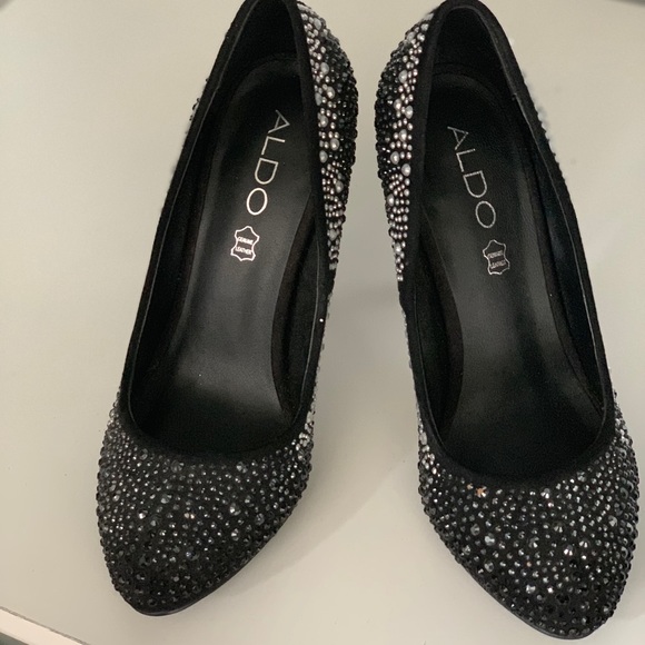 Aldo Shoes - Aldo Genuine Leather black heels with Rhinestones